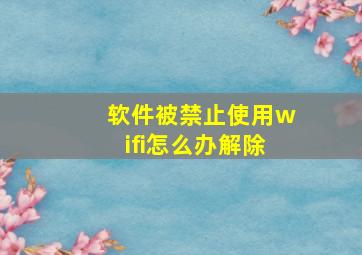 软件被禁止使用wifi怎么办解除