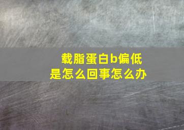 载脂蛋白b偏低是怎么回事怎么办