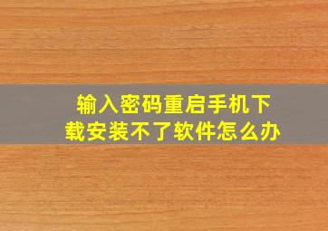 输入密码重启手机下载安装不了软件怎么办