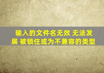 输入的文件名无效 无法发展 被锁住或为不兼容的类型