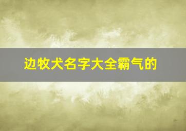 边牧犬名字大全霸气的