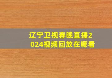 辽宁卫视春晚直播2024视频回放在哪看