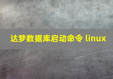 达梦数据库启动命令 linux