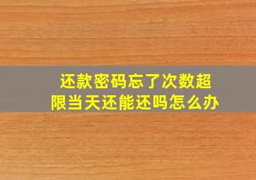 还款密码忘了次数超限当天还能还吗怎么办