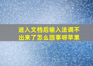 进入文档后输入法调不出来了怎么回事呀苹果