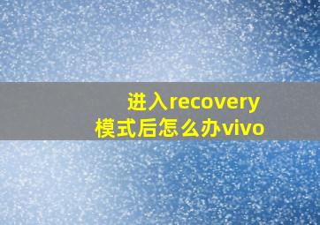 进入recovery模式后怎么办vivo