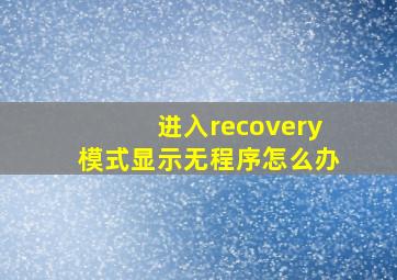 进入recovery模式显示无程序怎么办