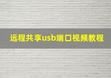 远程共享usb端口视频教程