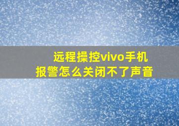 远程操控vivo手机报警怎么关闭不了声音