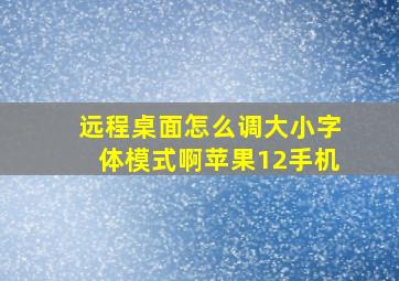 远程桌面怎么调大小字体模式啊苹果12手机