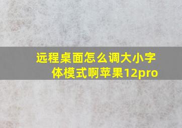 远程桌面怎么调大小字体模式啊苹果12pro