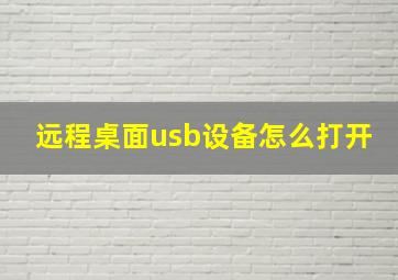 远程桌面usb设备怎么打开