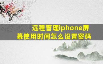 远程管理iphone屏幕使用时间怎么设置密码