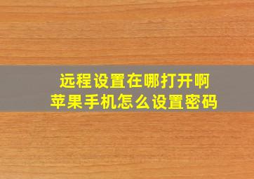 远程设置在哪打开啊苹果手机怎么设置密码