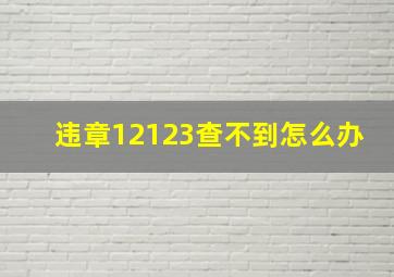 违章12123查不到怎么办