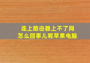 连上路由器上不了网怎么回事儿呢苹果电脑