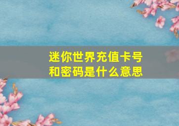 迷你世界充值卡号和密码是什么意思