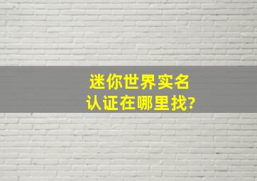 迷你世界实名认证在哪里找?