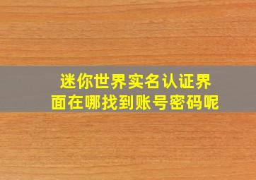 迷你世界实名认证界面在哪找到账号密码呢