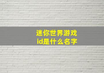 迷你世界游戏id是什么名字