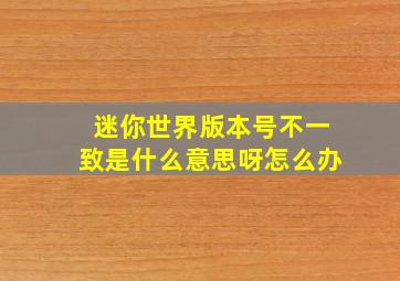 迷你世界版本号不一致是什么意思呀怎么办