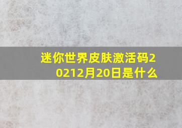 迷你世界皮肤激活码20212月20日是什么