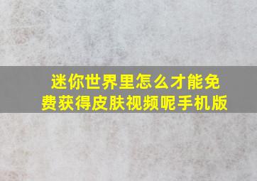 迷你世界里怎么才能免费获得皮肤视频呢手机版