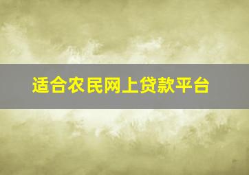 适合农民网上贷款平台