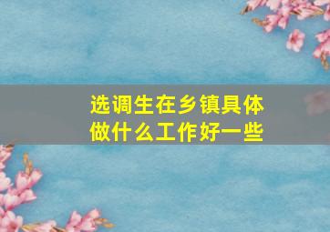 选调生在乡镇具体做什么工作好一些