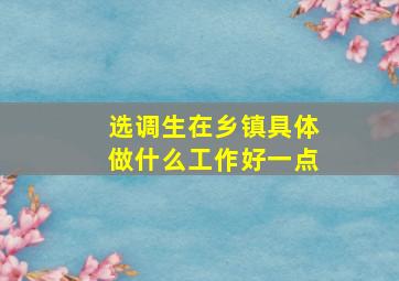 选调生在乡镇具体做什么工作好一点