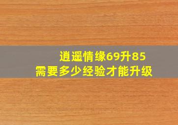 逍遥情缘69升85需要多少经验才能升级