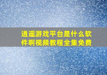 逍遥游戏平台是什么软件啊视频教程全集免费