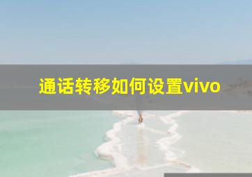 通话转移如何设置vivo