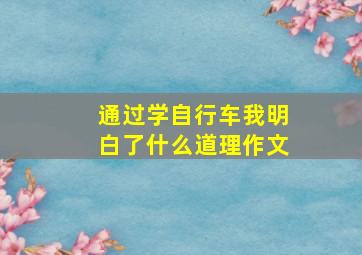 通过学自行车我明白了什么道理作文