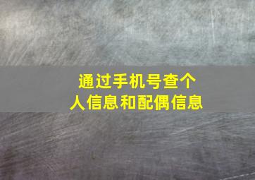 通过手机号查个人信息和配偶信息