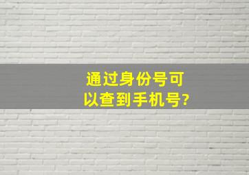 通过身份号可以查到手机号?