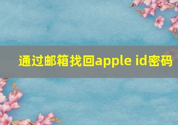 通过邮箱找回apple id密码