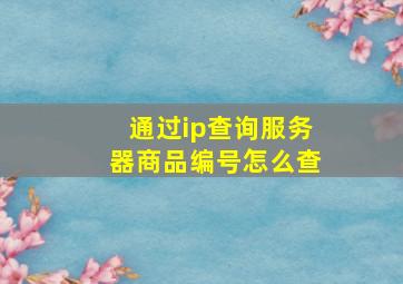 通过ip查询服务器商品编号怎么查