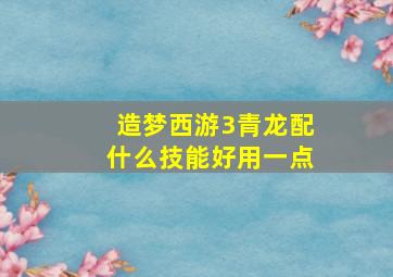 造梦西游3青龙配什么技能好用一点