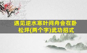 遇见逆水寒叶问舟会在卧松坪(两个字)武功招式