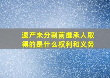 遗产未分割前继承人取得的是什么权利和义务