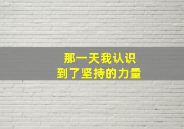 那一天我认识到了坚持的力量