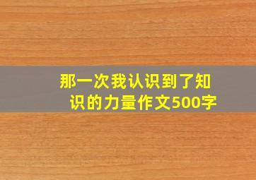 那一次我认识到了知识的力量作文500字