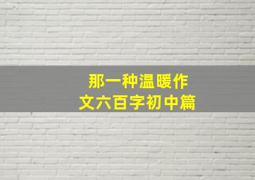 那一种温暖作文六百字初中篇