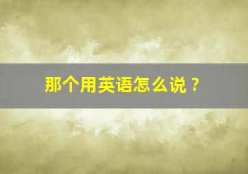 那个用英语怎么说 ?