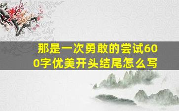 那是一次勇敢的尝试600字优美开头结尾怎么写