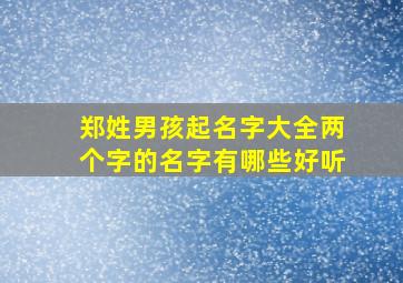 郑姓男孩起名字大全两个字的名字有哪些好听