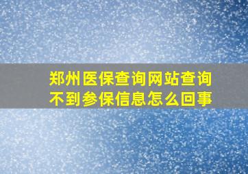 郑州医保查询网站查询不到参保信息怎么回事