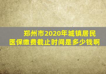 郑州市2020年城镇居民医保缴费截止时间是多少钱啊