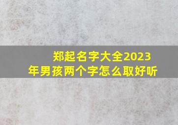 郑起名字大全2023年男孩两个字怎么取好听